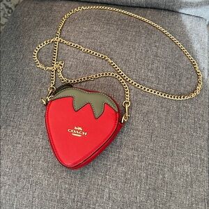 Coach Red and Green Strawberry Mini Bag